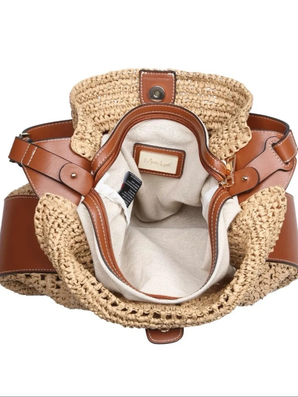 Moda Luxe Natural/Tan Woven Straw Hobo Bag